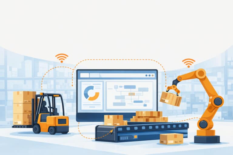 eCommerce warehouse robots and conveyors